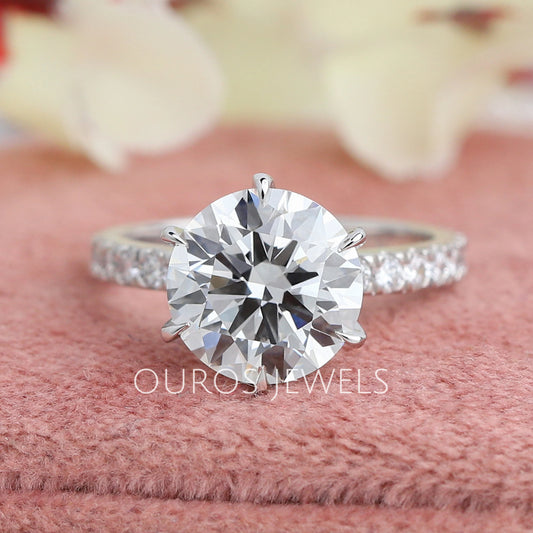 Six Prong Round Lab Grown Diamond Solitaire Ring Rings
