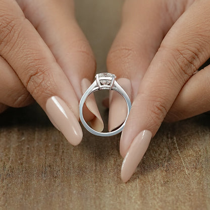 Round Lab Diamond Solitaire Split Shank Ring Ring