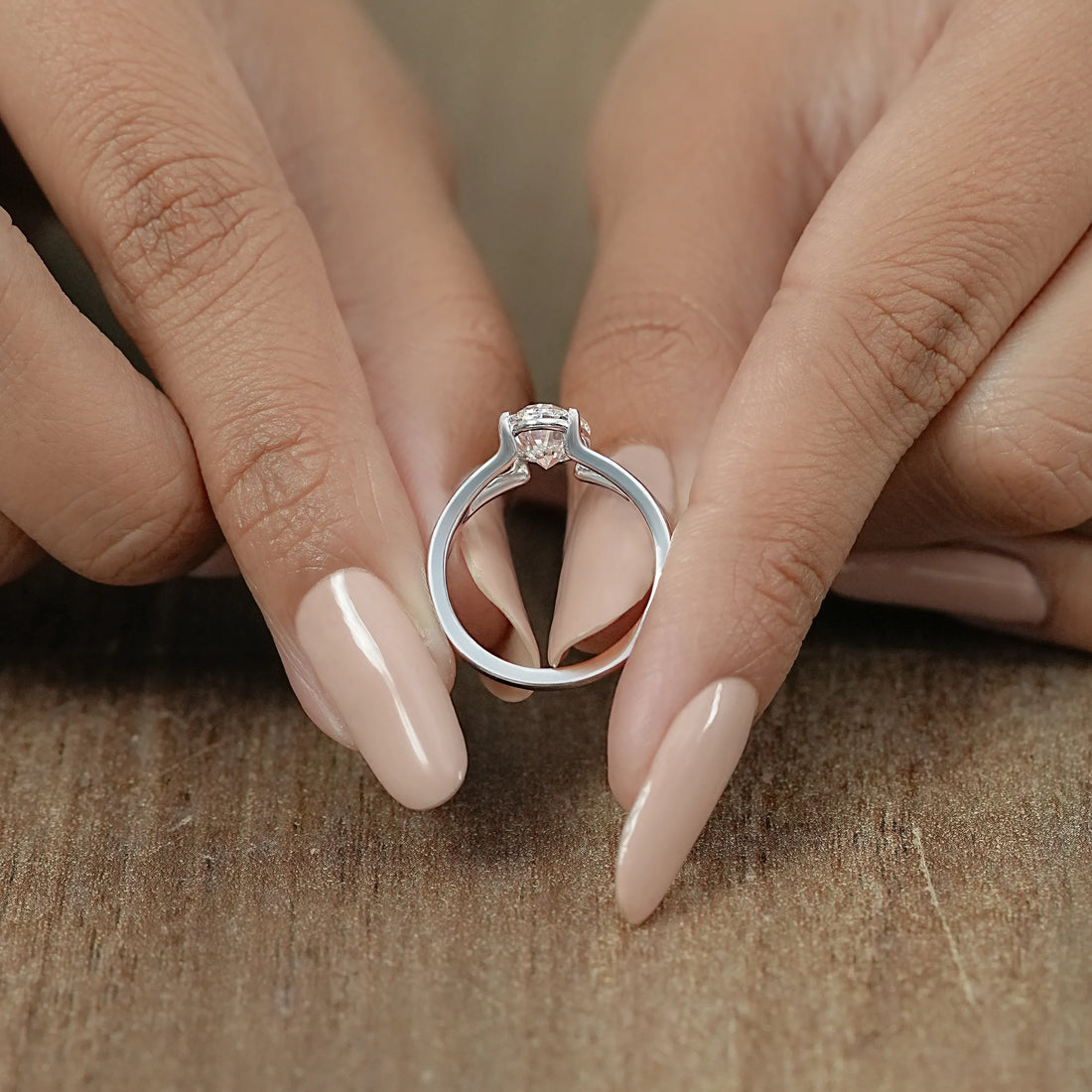 Oval Diamond Solitaire Split Shank Engagement Ring Ring