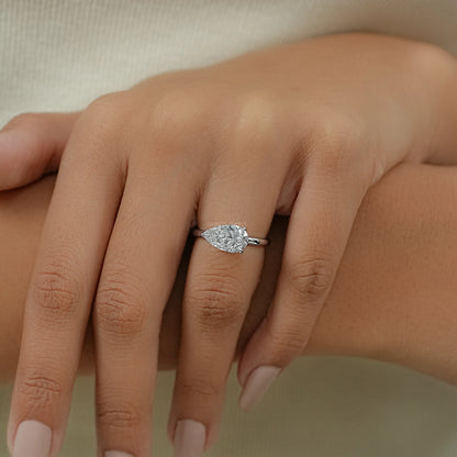 Bezel Set Pear Shaped Diamond Ring