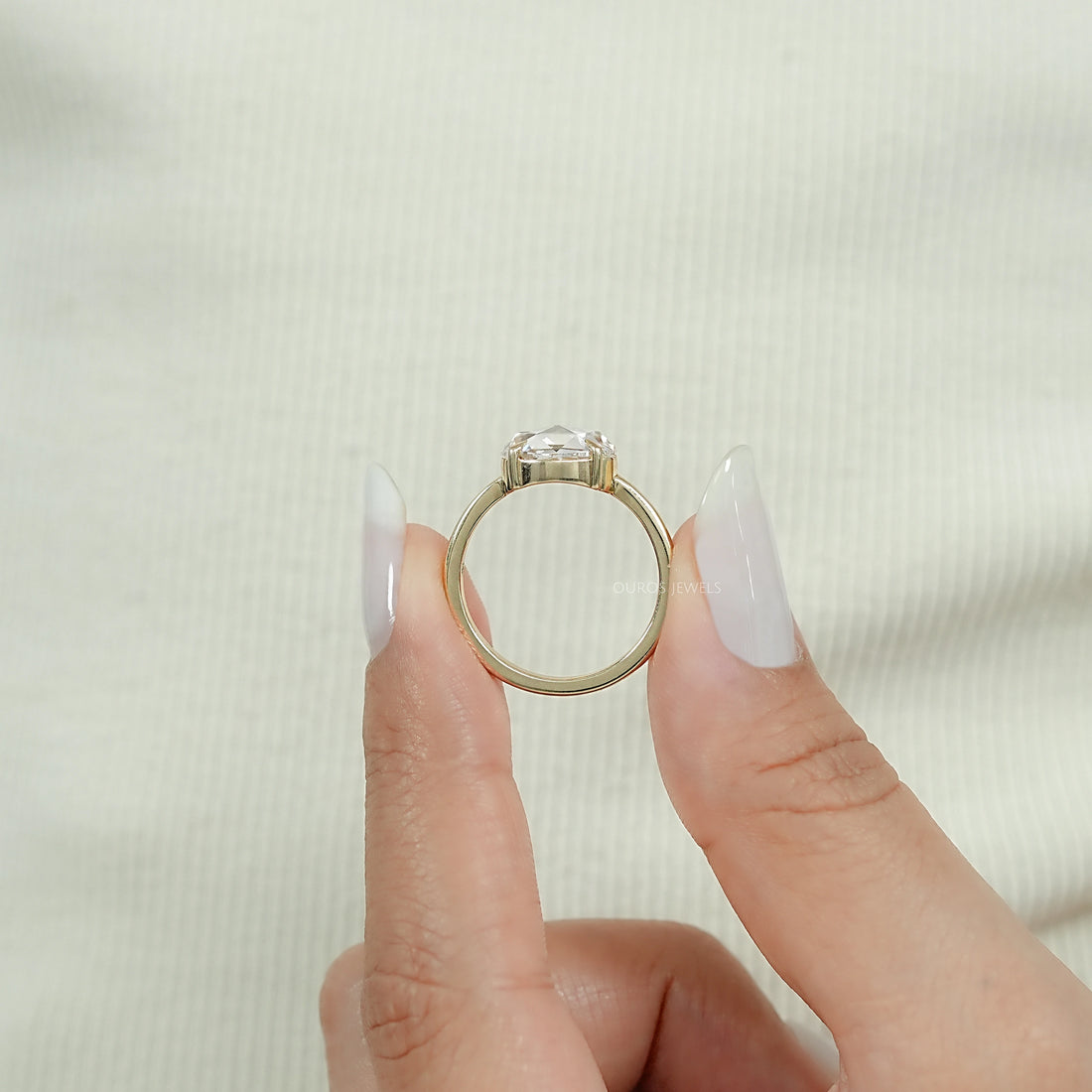 East West Rose Cut Oval Diamond Solitaire Ring Ring