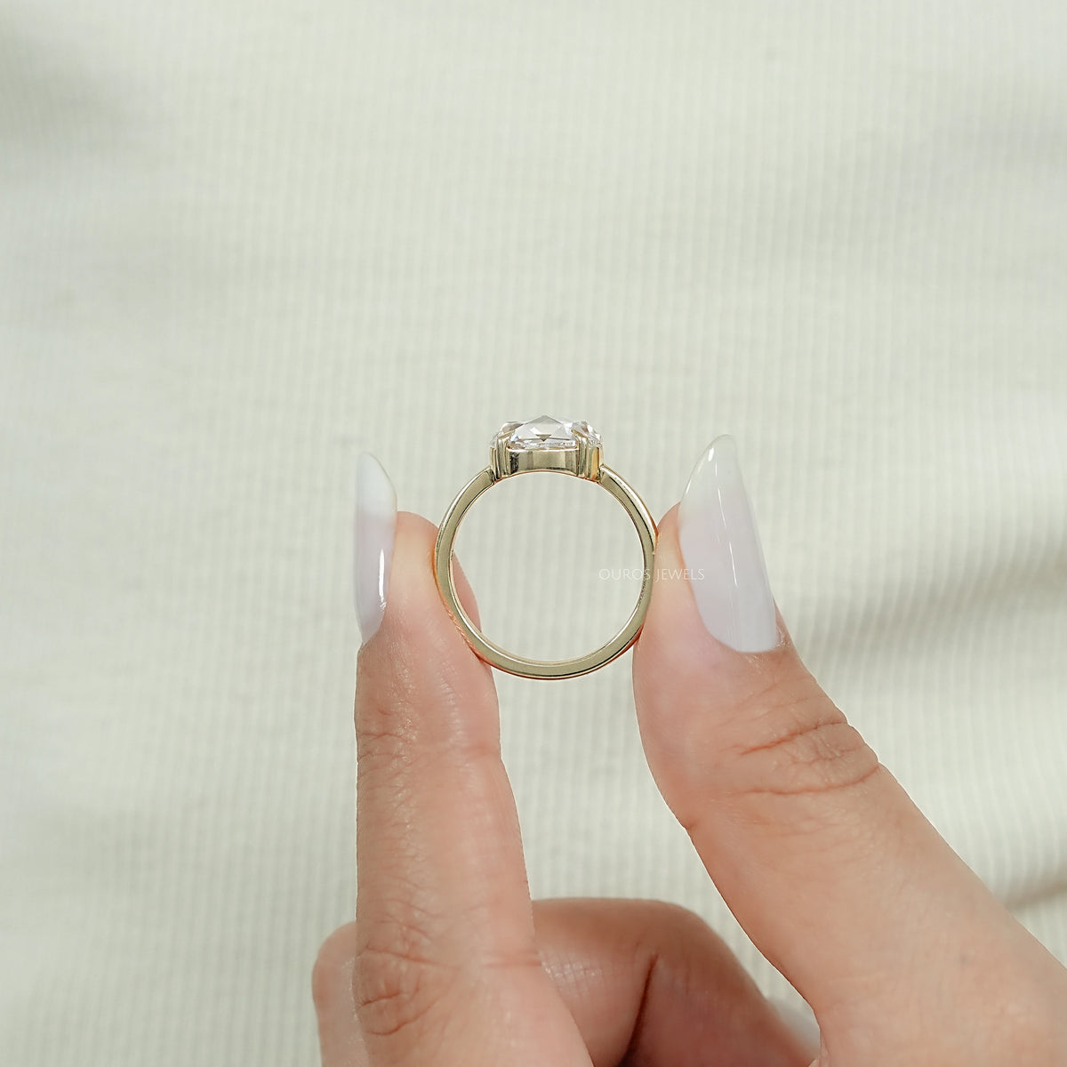 East West Rose Cut Oval Diamond Solitaire Ring Ring