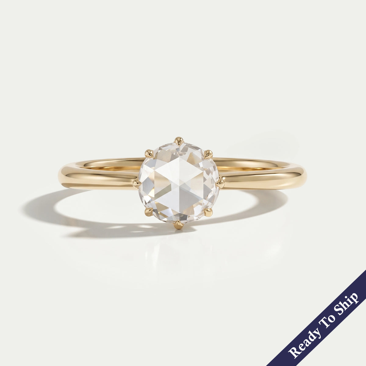 Rose Cut Round Diamond Solitaire Engagement Ring Ring
