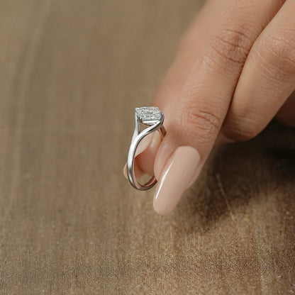 Asscher Lab Diamond Solitaire Split Shank Ring Ring