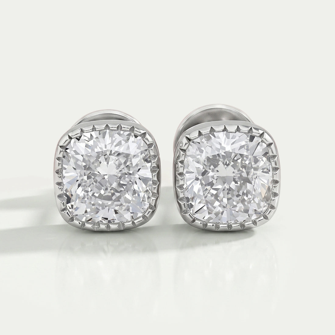 Milgrain Cushion Lab Grown Diamond Stud Earrings Earrings