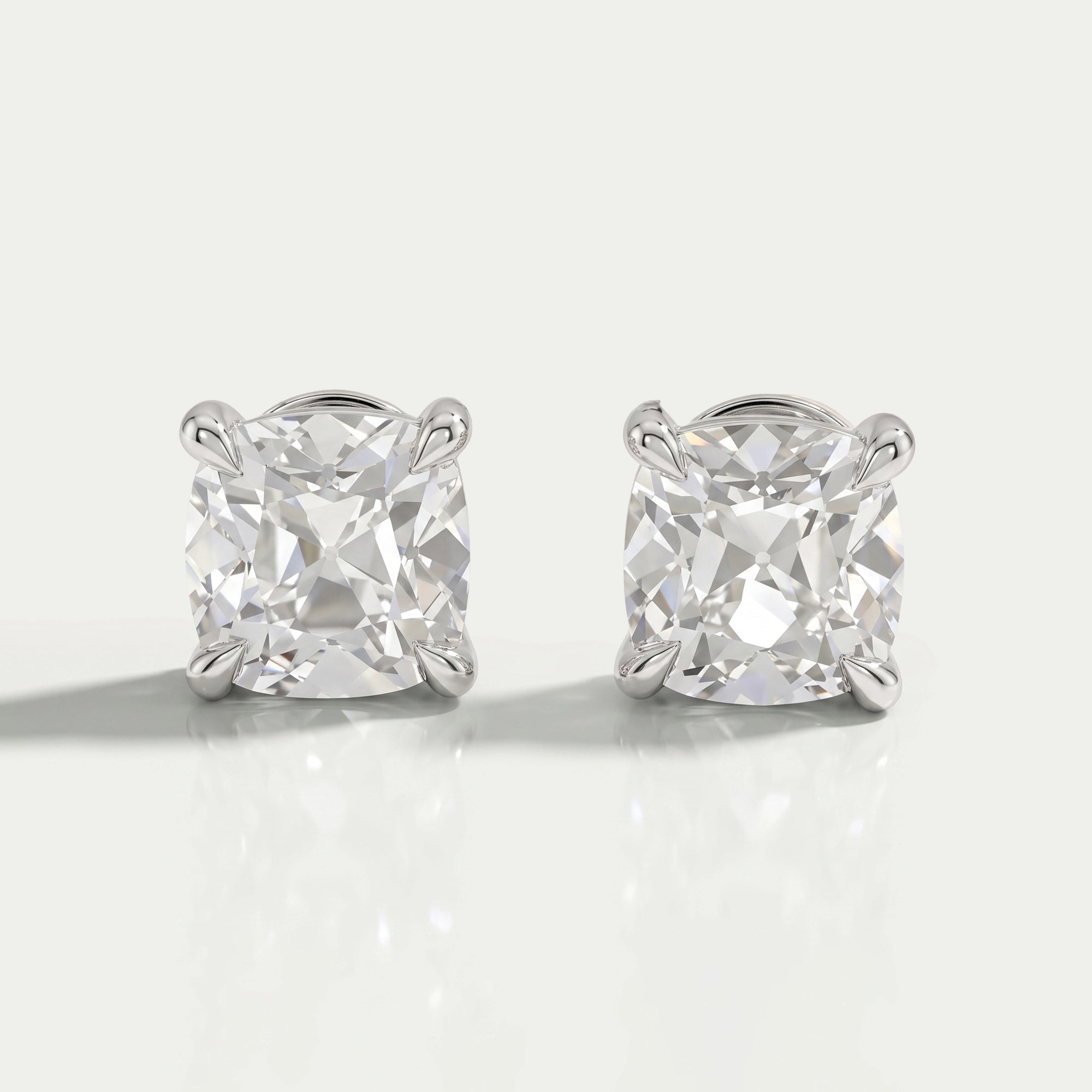 Square Old Mine Cushion Cut Lab Diamond Stud Earring