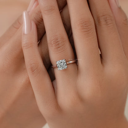 Square Radiant Cut Tulip Set Hidden Halo Ring Ring