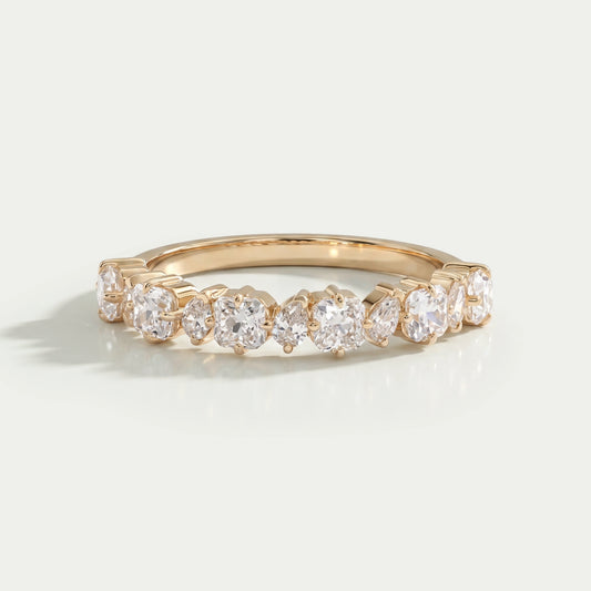 Square Radiant And Pear Cut Lab Diamond Half Eternity Band Rings