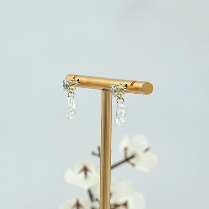Step Cut Marquise Lab Diamond Drop Earrings