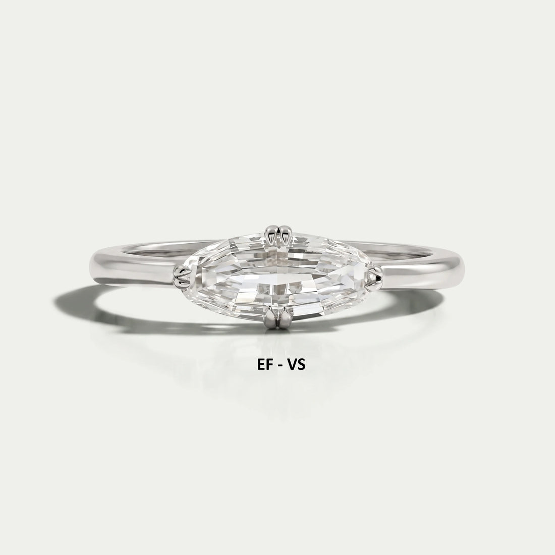East West Step Cut Moval Lab Diamond Solitaire Ring Ring