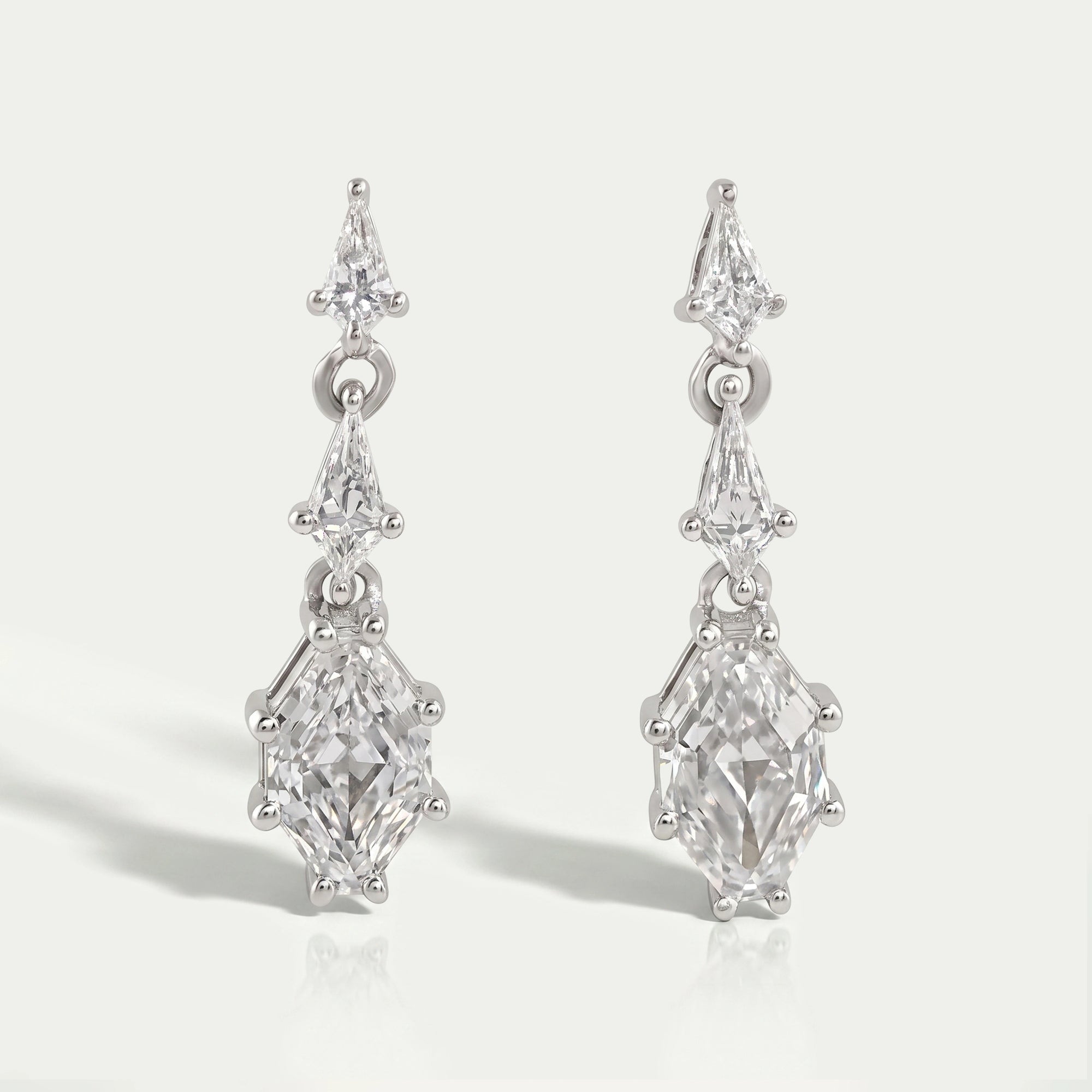 Step Cut Shield Diamond Dangle Earrings Earring