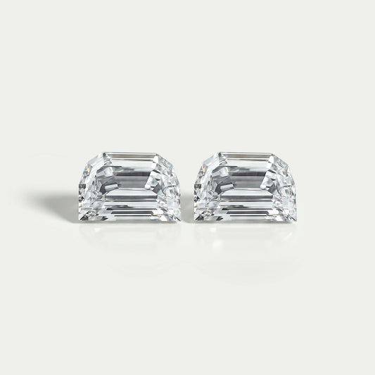 Step Cut Half Moon Diamond Matching Pair
