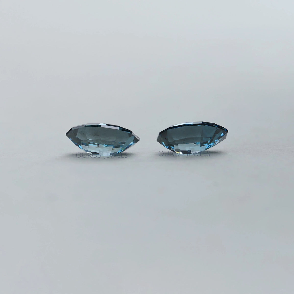 Step Cut Blue Oval Lab Grown Diamond Pair