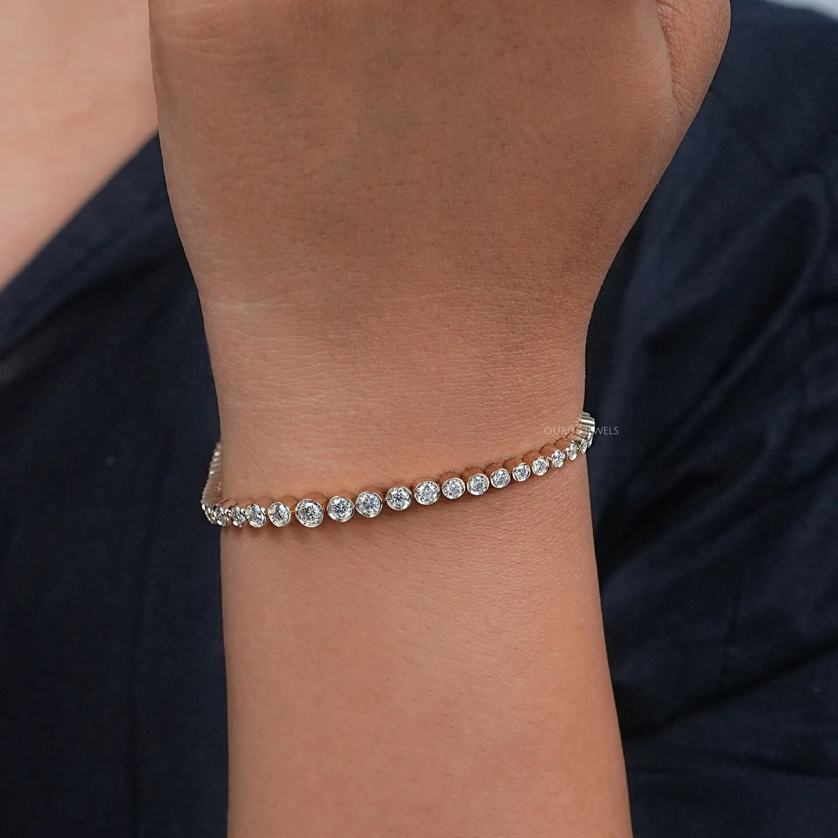 Classic Round Bezel Lab Diamond Tennis Bracelet Bracelet