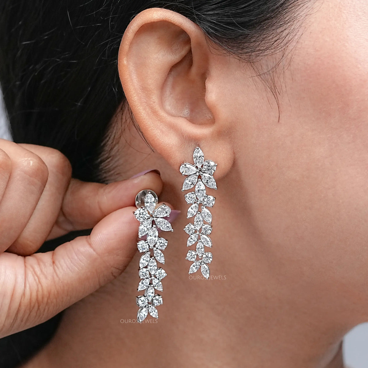 Multi-Shape Lab Grown Diamond Dangle Earrings