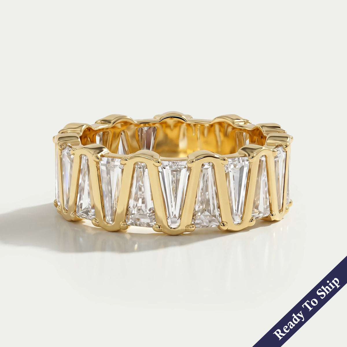 Tappered Baguette Diamond Zic Zac Bezel Set Eternity Band