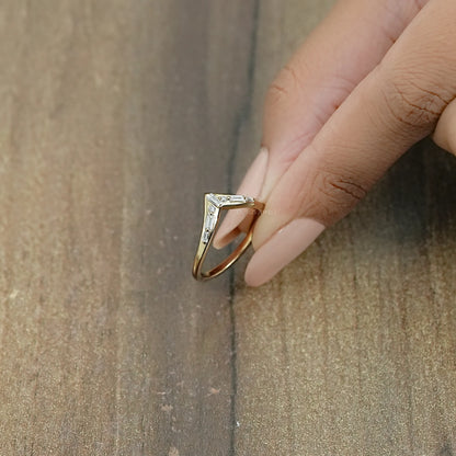 Tappered Baguette And Round Diamond Curved Band Ring