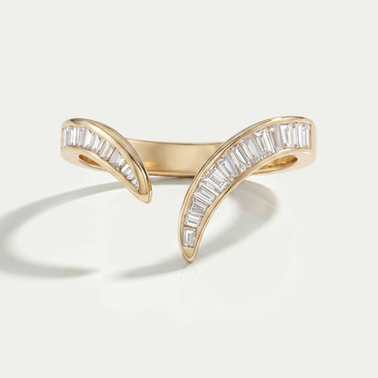 Channel Set Baguette Diamond V Shape Wedding Band Ring
