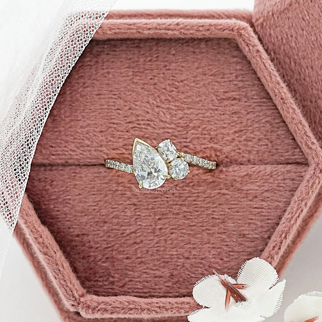 Three Stone Accent Set Bypass Ring Ring