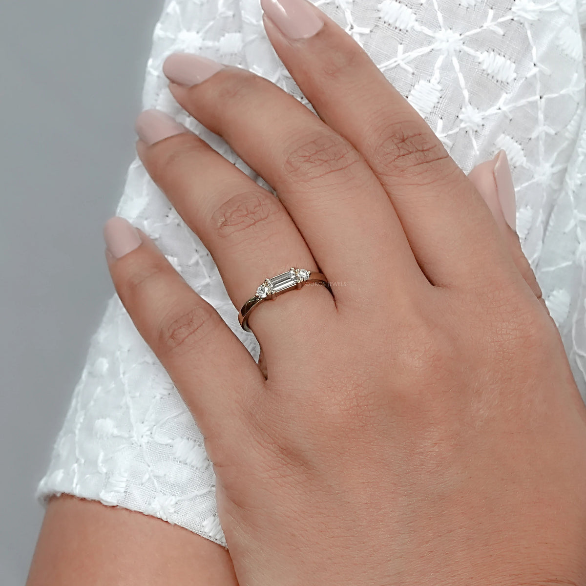 Baguette Cut Lab Diamond Dainty Ring Ring