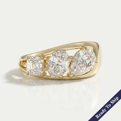 Multi Shape Lab Diamond Three Stone Ring Ring