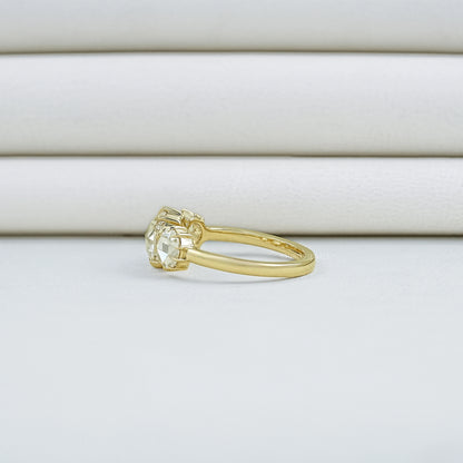 Three Stone Rose Cut Round Engagement Ring Ring