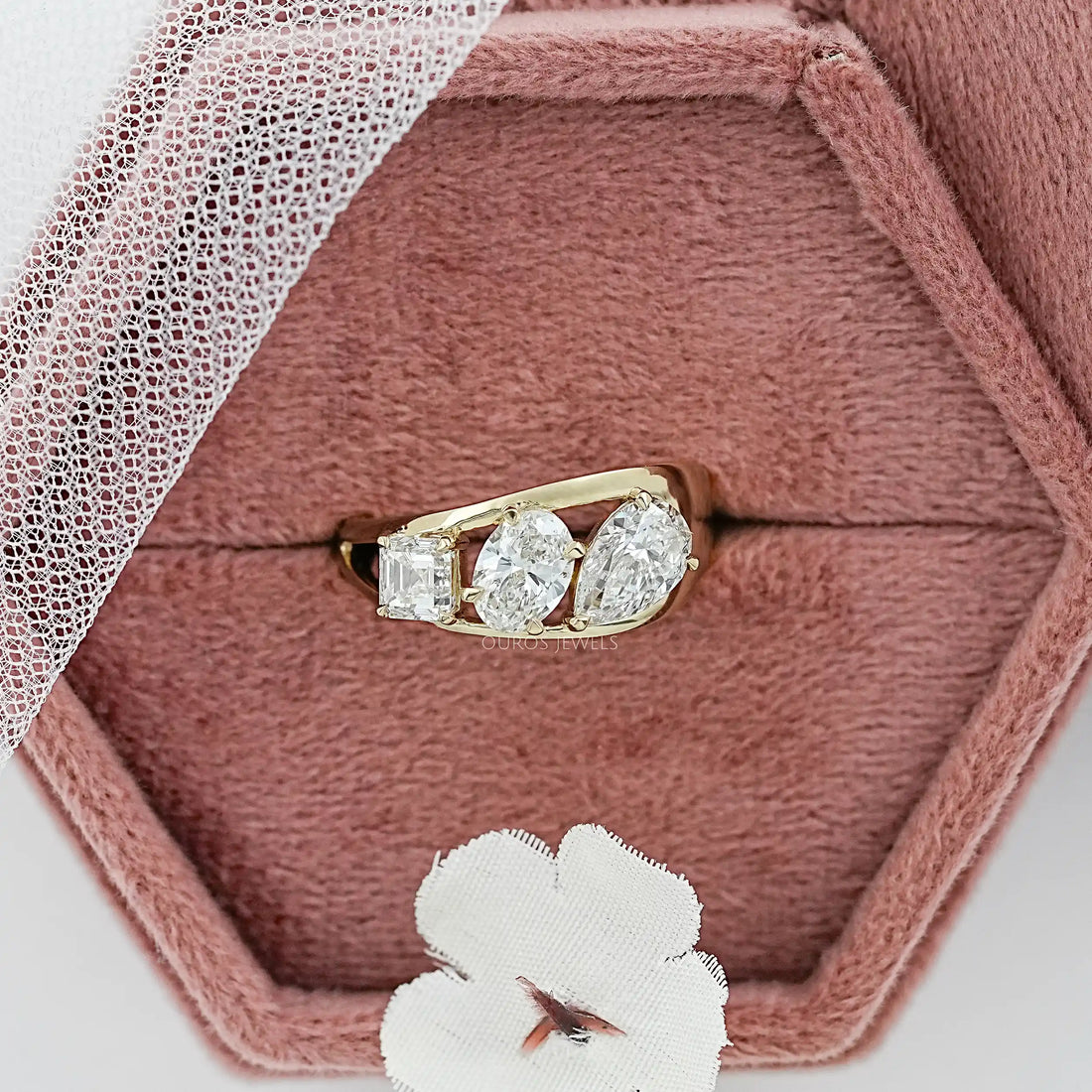 Multi Shape Lab Diamond Three Stone Ring Ring