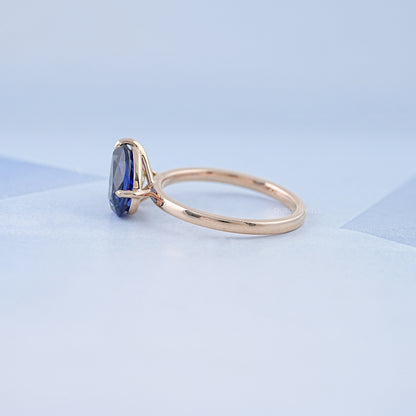 Sapphire And Green Pear Gemstone Toi Et Moi Ring