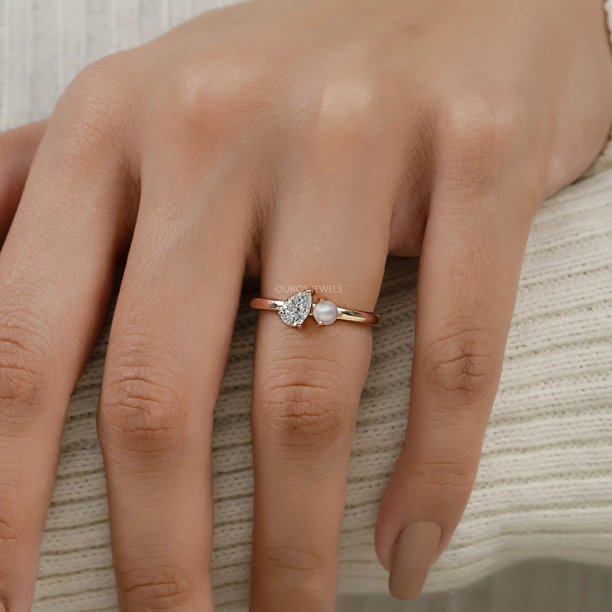 Pear And Pearl Gemstone Toi Moi Engagement Ring Ring