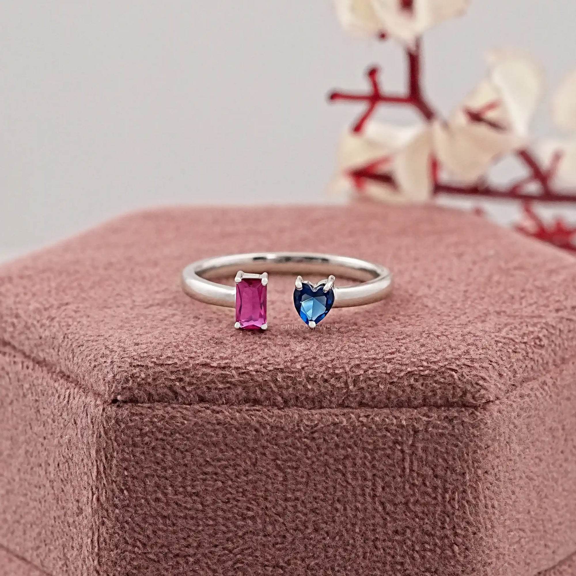 Open Cuff Lab Gemstone Ring Rings