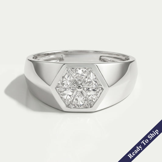 Antique Triangle Cut Lab Diamond Wedding Band Rings