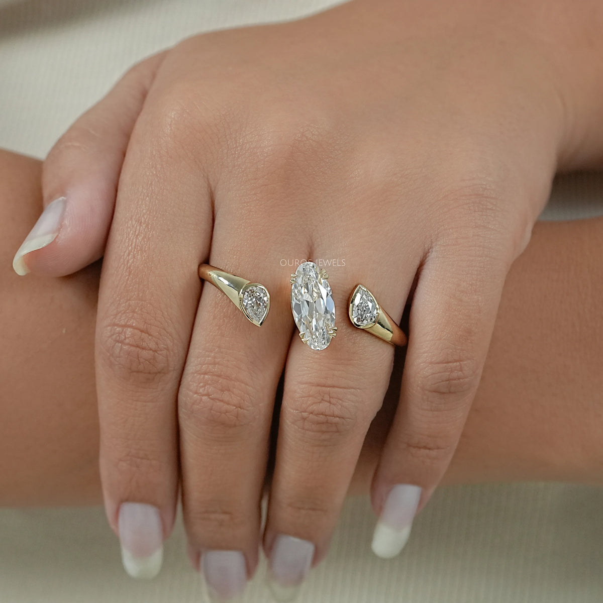 Lab Diamond Two Finger Trio Ring Ring