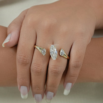 Lab Diamond Two Finger Trio Ring Ring
