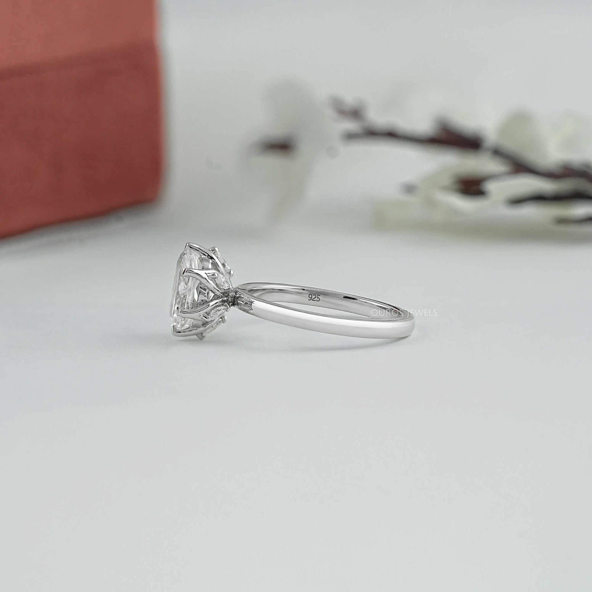 Tulip Set Cushion Cut Lab Diamond Engagement Ring Ring