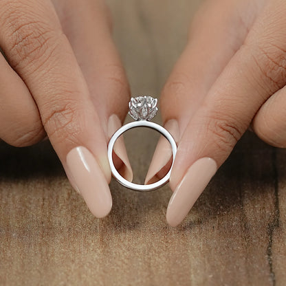 Tulip Set Cushion Cut Lab Diamond Engagement Ring Ring