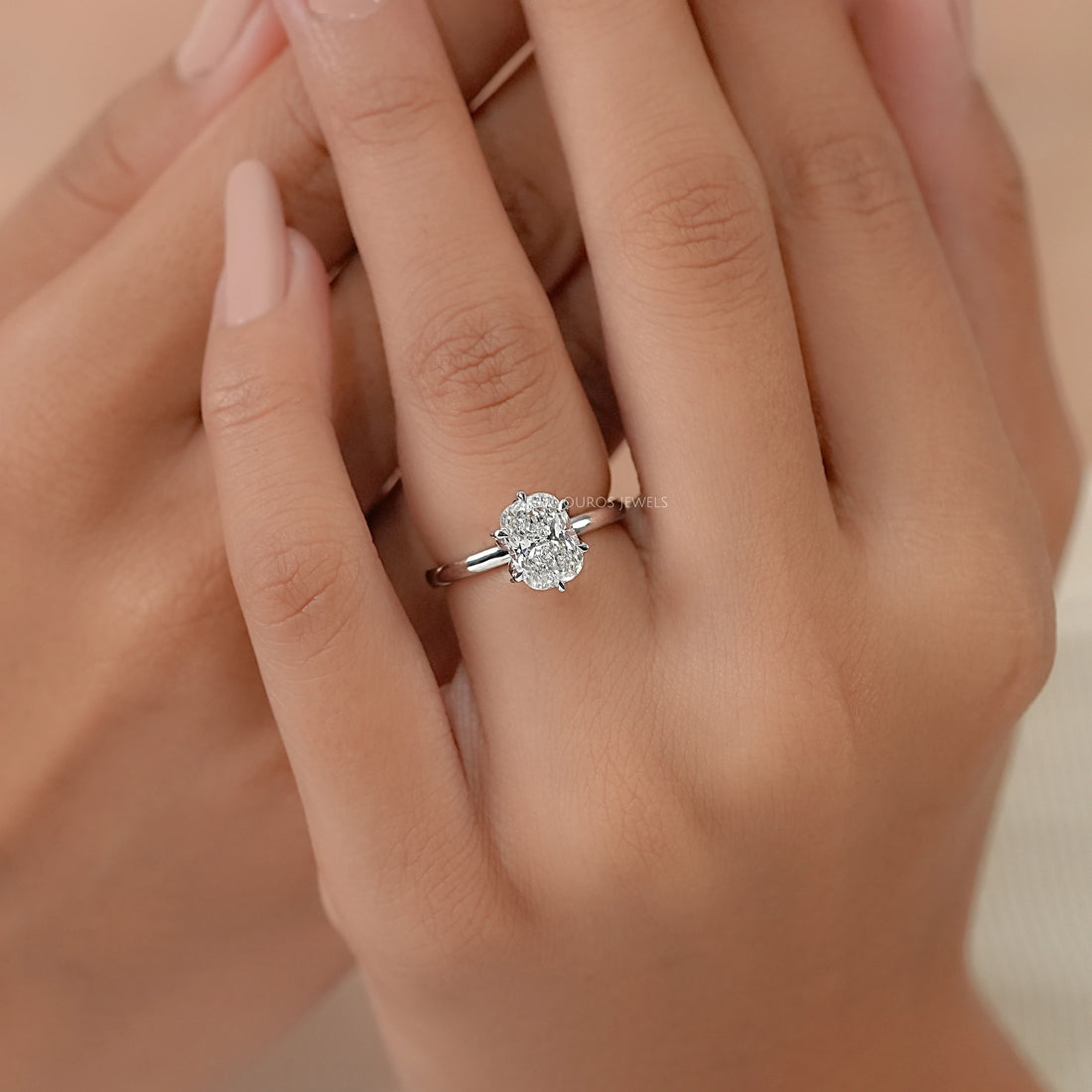 Tulip Set Cushion Cut Lab Diamond Engagement Ring Ring