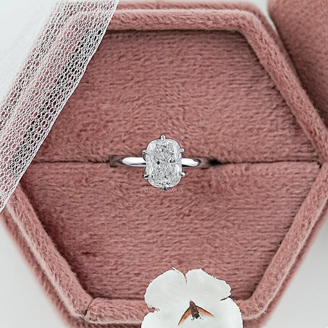 Tulip Set Cushion Cut Lab Diamond Engagement Ring Ring