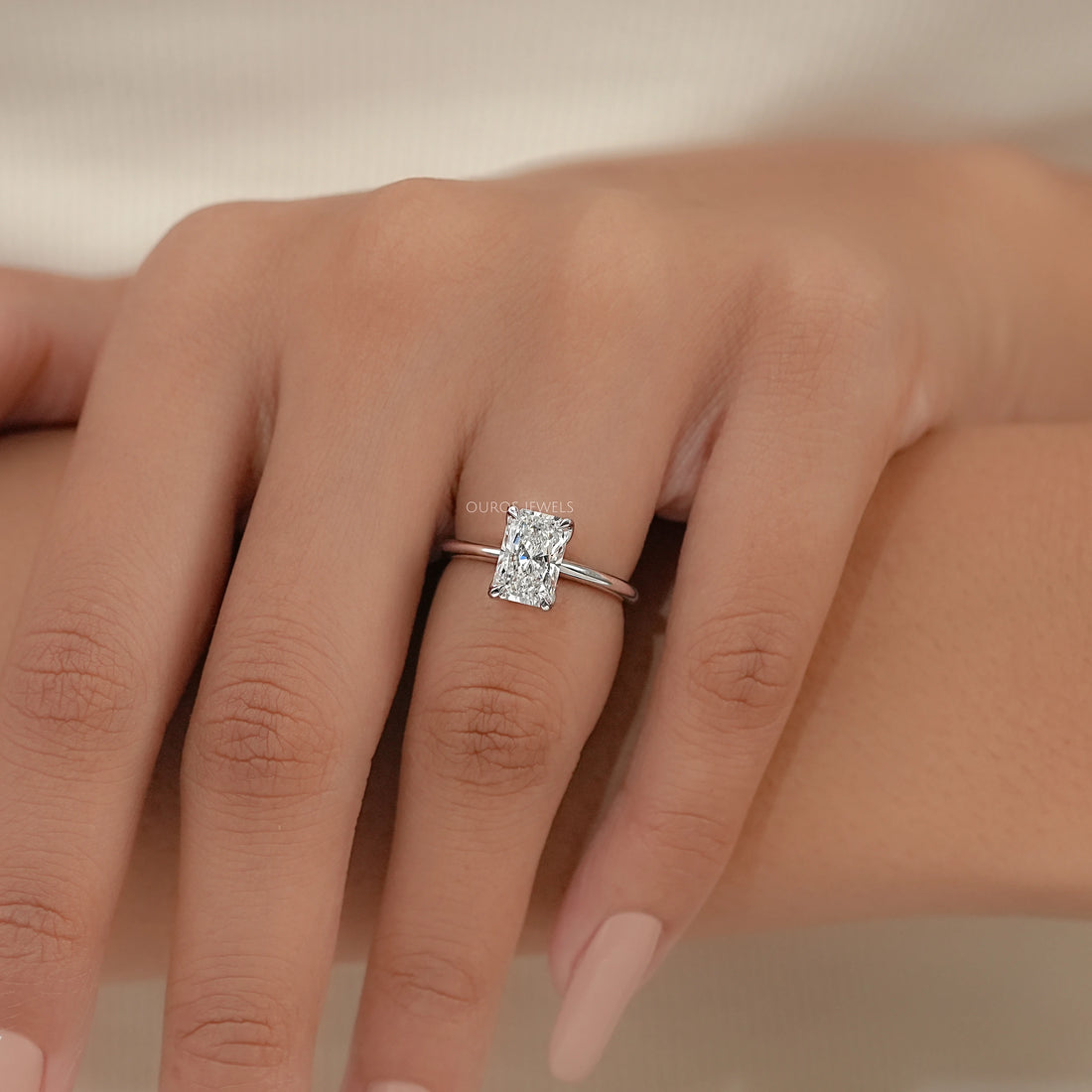 Radiant Lab Diamond Tulip Basket Solitaire Ring Ring