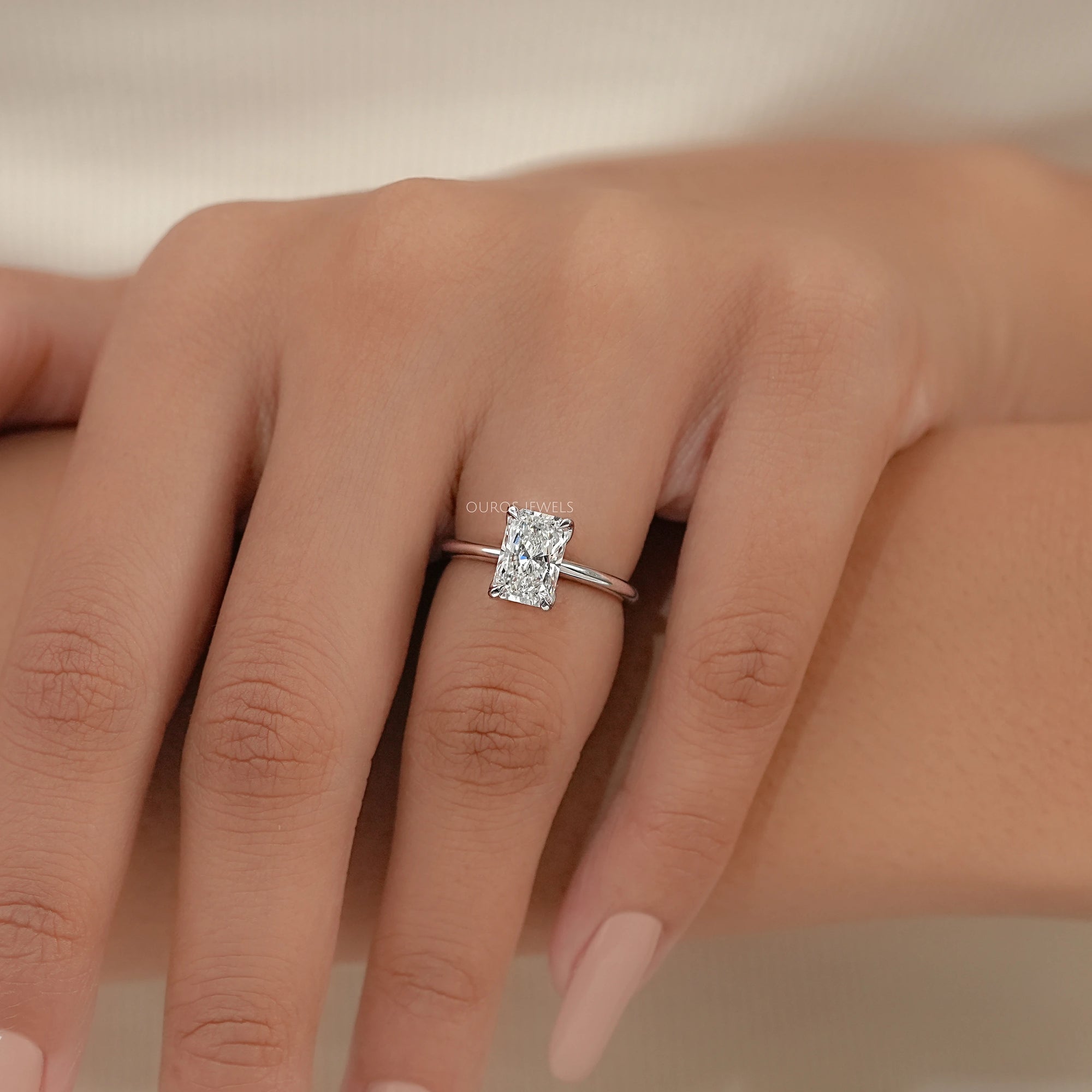 Radiant Lab Diamond Tulip Basket Solitaire Ring Ring