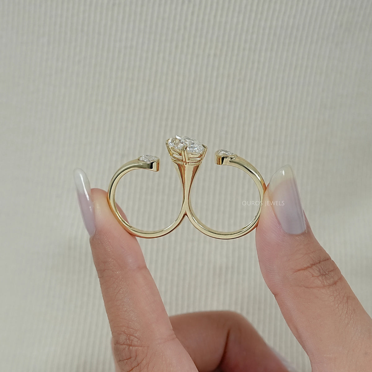 Lab Diamond Two Finger Trio Ring Ring
