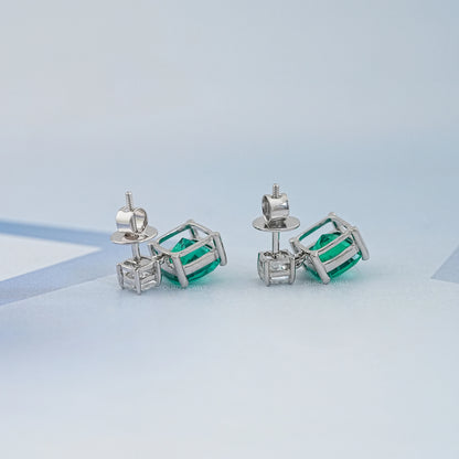 Green Cushion Gemstone Drop Earrings Earrings