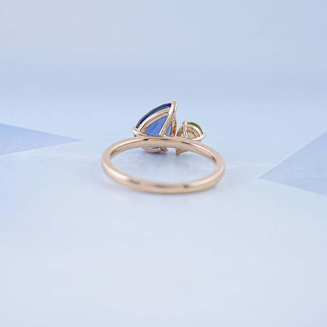 Sapphire And Green Pear Gemstone Toi Et Moi Ring