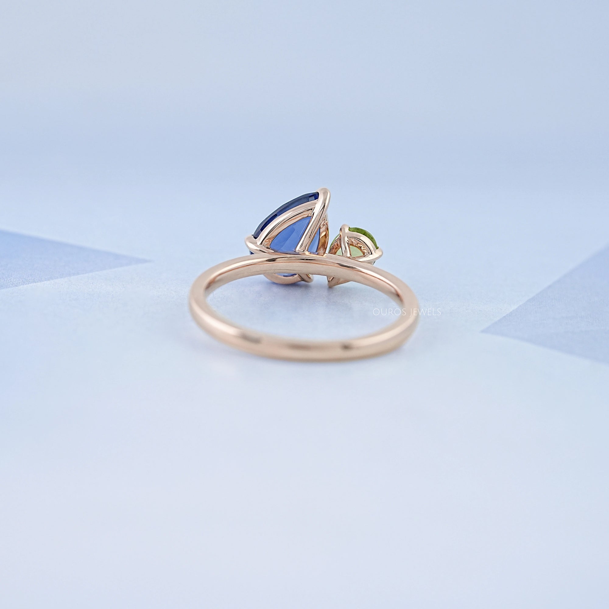 Sapphire And Green Pear Gemstone Toi Et Moi Ring