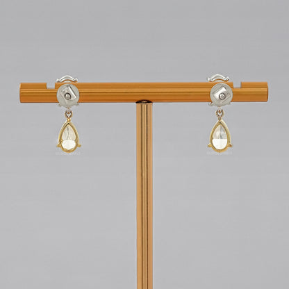 Fancy Yellow Pear And Oval Diamond Drop Earrings Earrings