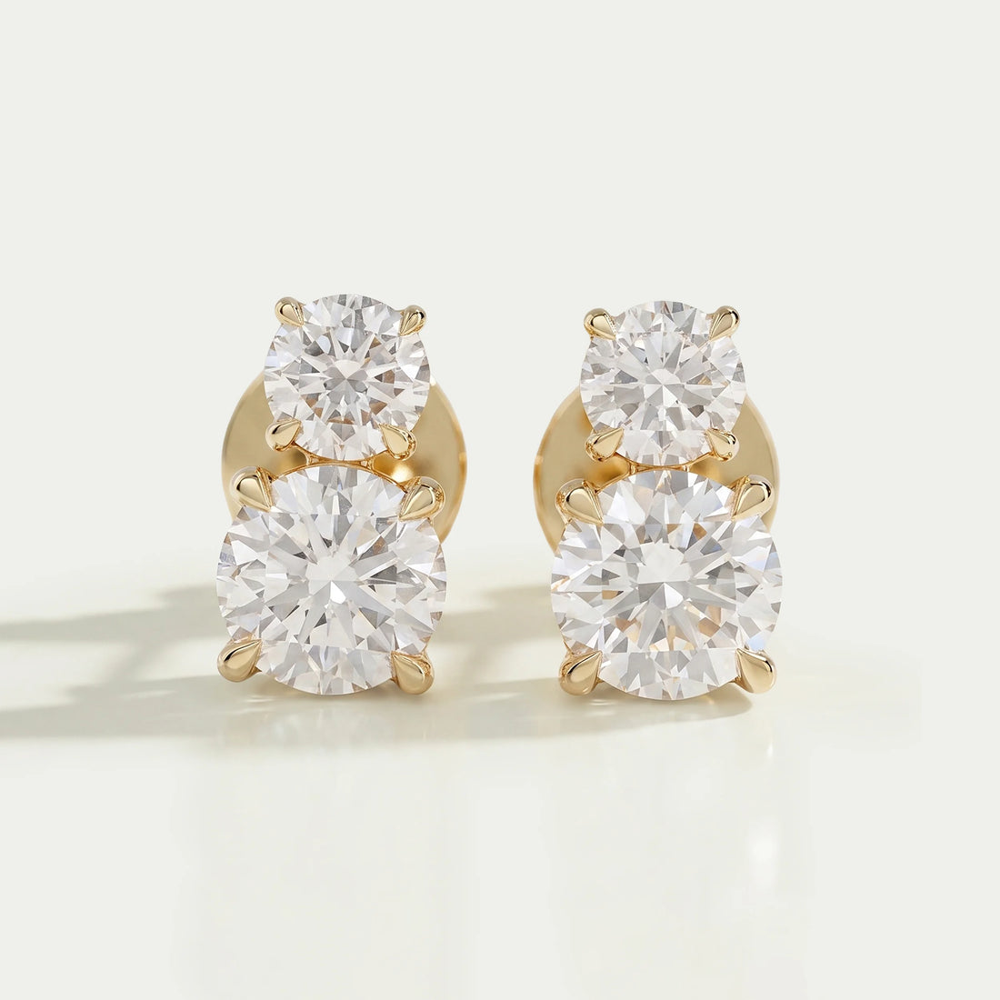 Round Lab Diamond Dual Stud Earrings Earrings