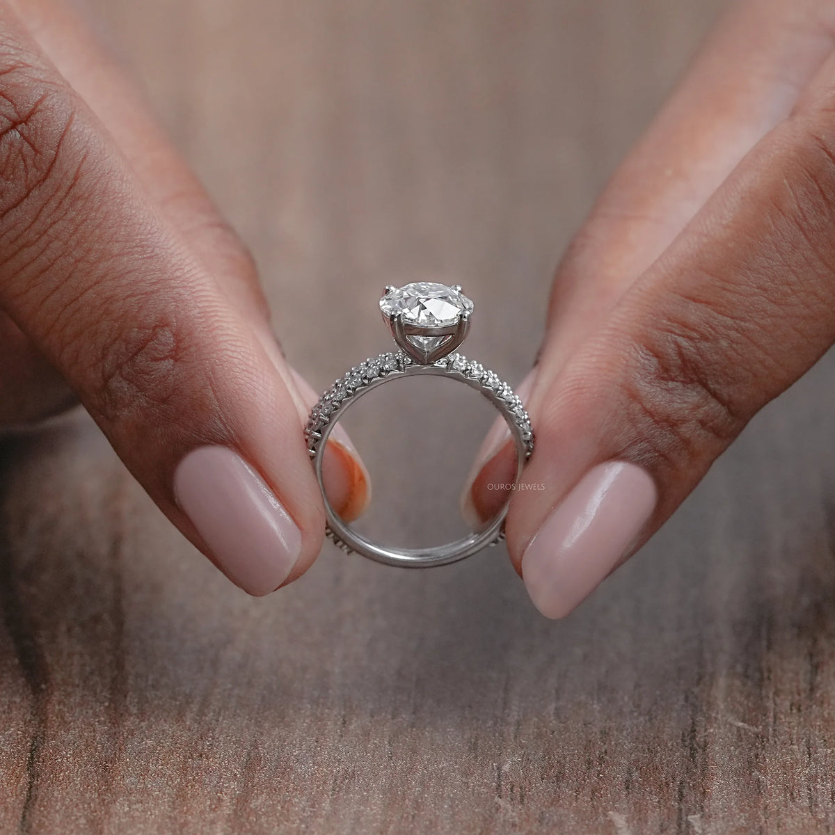 Old European Round Cut Solitaire Accent Bridal Ring Set Rings