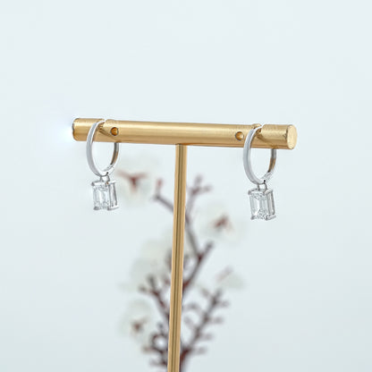 Emerald Lab Diamond Dangle Hoop Earrings