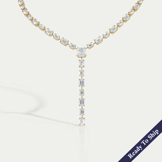 Emerald Lab Diamond Y Lariat Necklace Necklaces