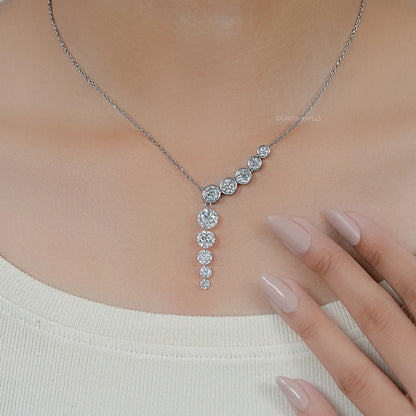 Round Lab Diamond Y - Lariat Necklace Necklaces