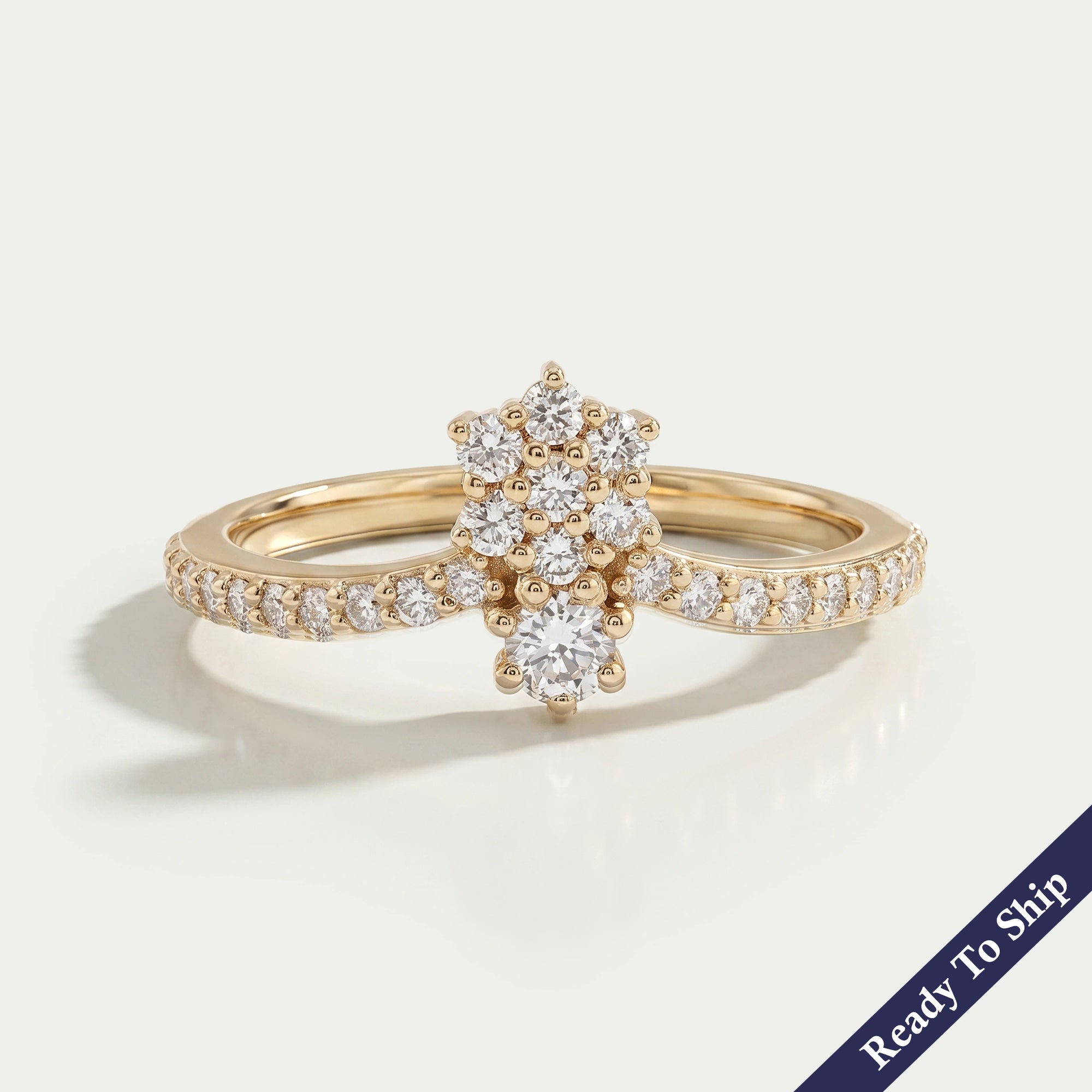 Yellow Gold Round Cluster Diamond Proposal Ring